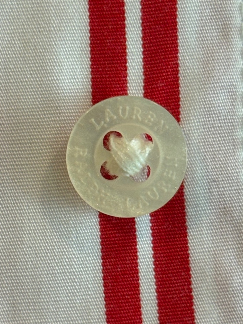 LAUREN RALPH LAUREN Relaxed Fit Striped Broadcloth Shirt White & Red Sz M - Picture 7 of 9